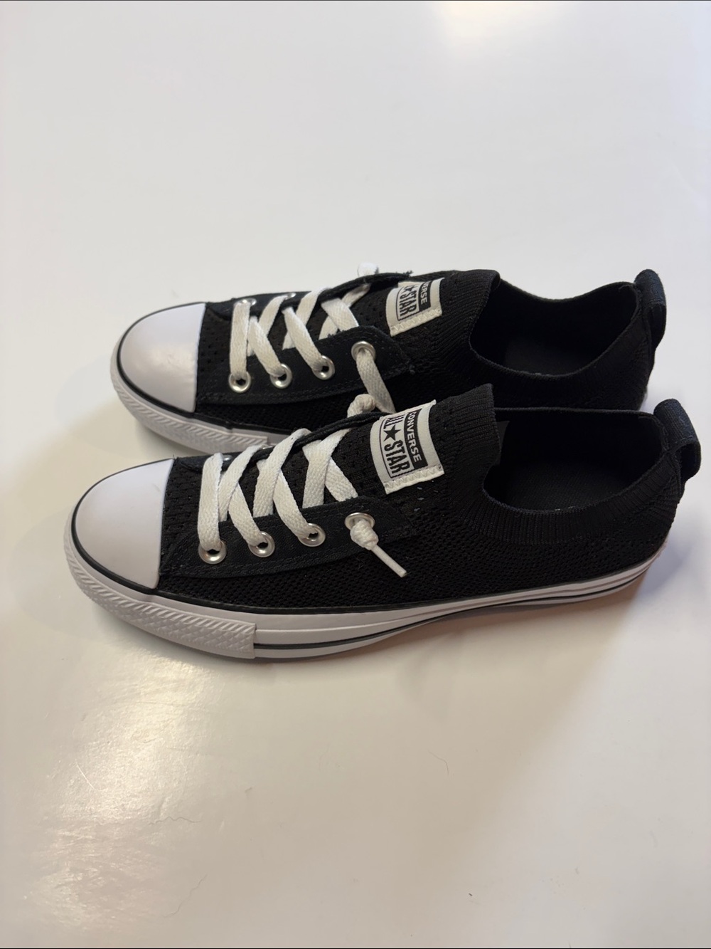 Converse All Star Low Top Knit Black White Sneakers Womens 7.5 Classic - Picture 5 of 9